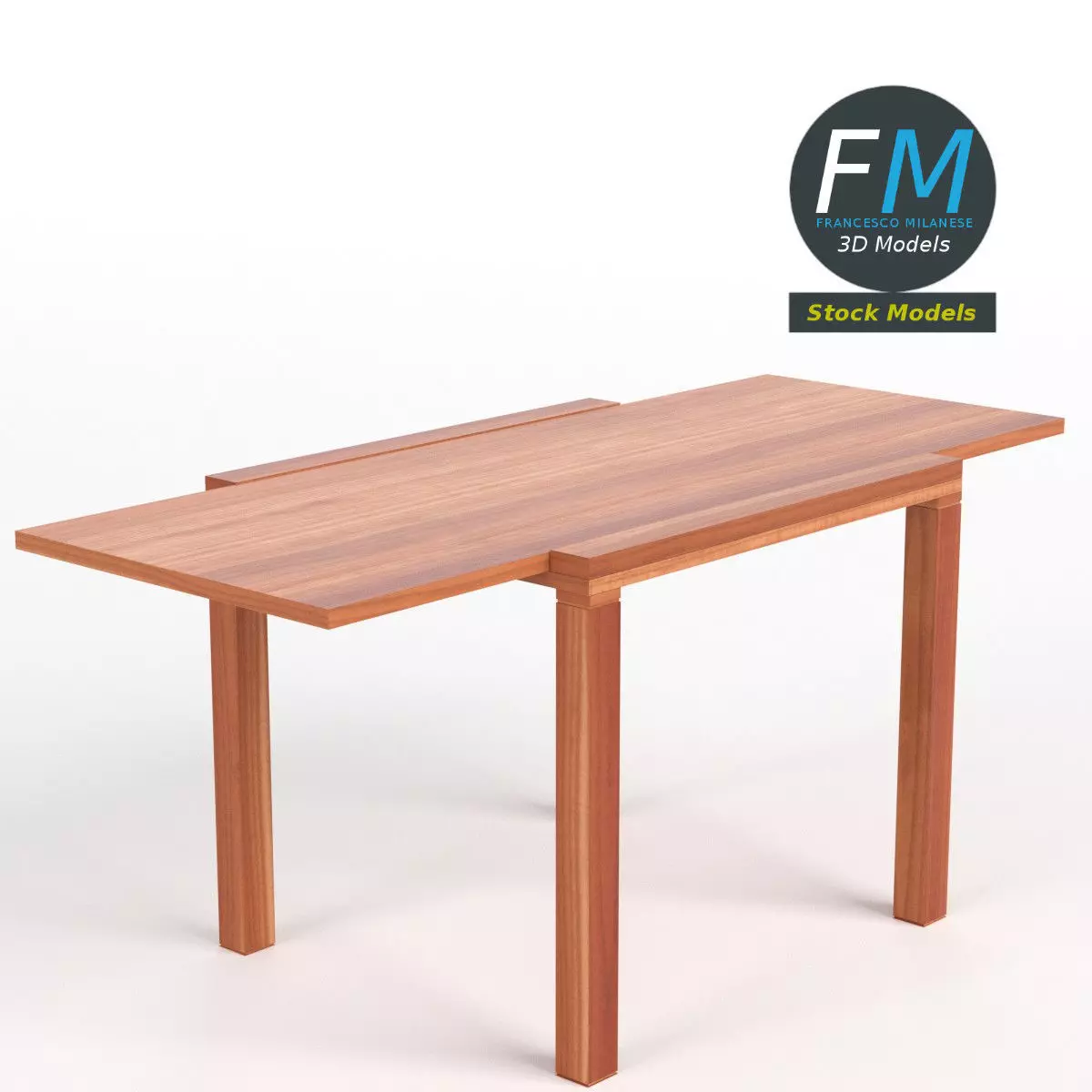 Extended table Low-poly 3D model_0