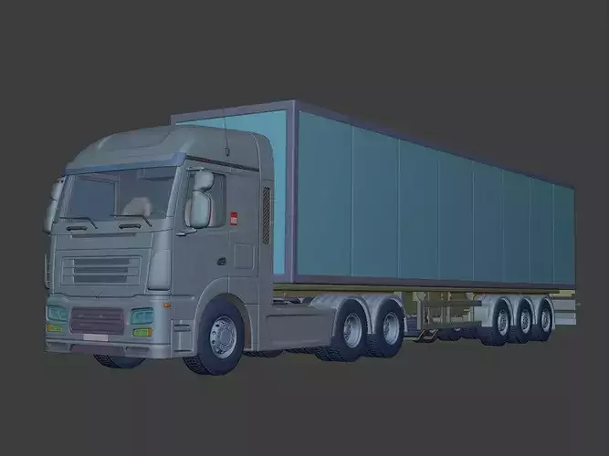 Generic Large Container - Refrigerator Semi Trailer Truck 3D model 2