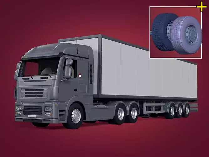 Generic Large Container - Refrigerator Semi Trailer Truck 3D model