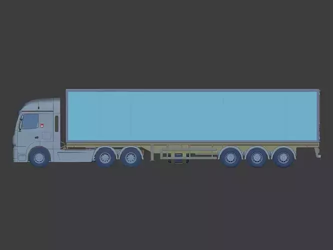 Generic Large Container - Refrigerator Semi Trailer Truck 3D model 5