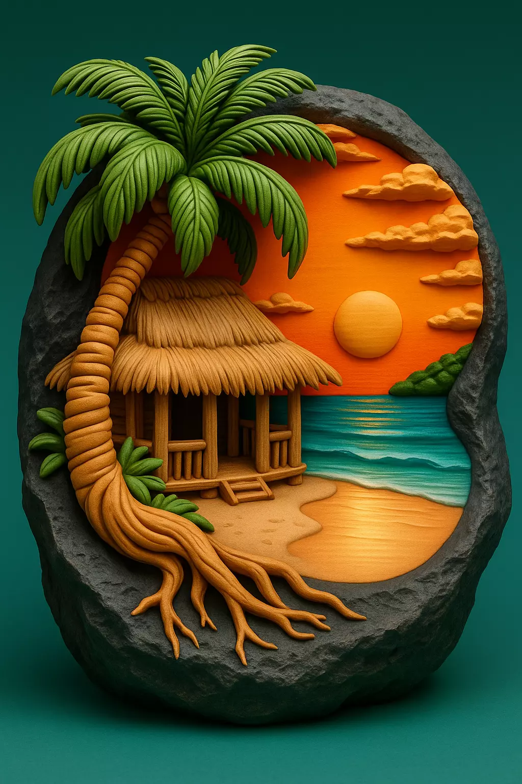 Sunset Island Sculpture 3D print model