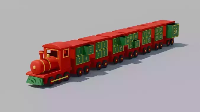 Christmas train advent calendar type with ajustable shelfs