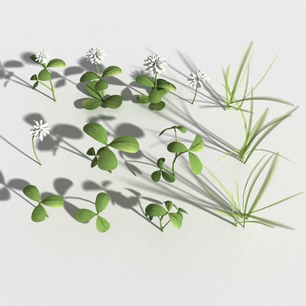 clover collection with gras patches 3D model_5