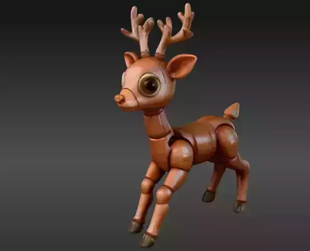 Reindeer Cute Articulated Holiday Reindeer 3D Print Model 