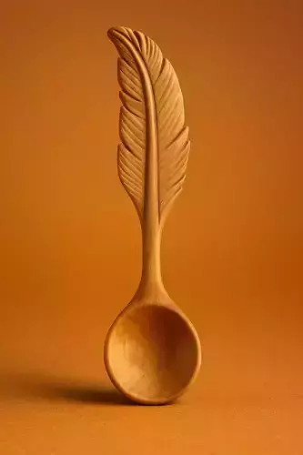 Feather Wooden Spoon 3d Model