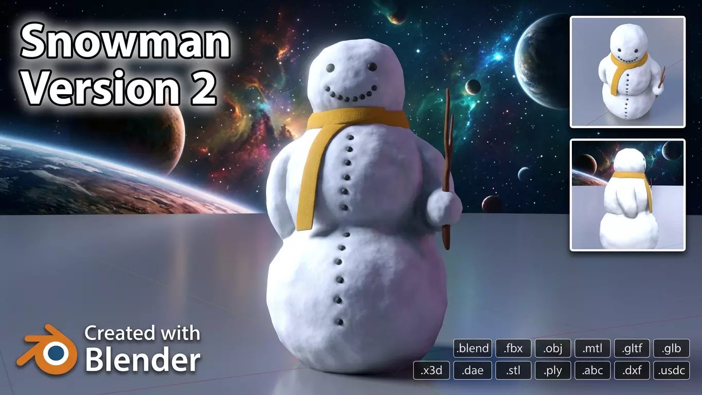 Snowman Version 2 Low-poly 3D model