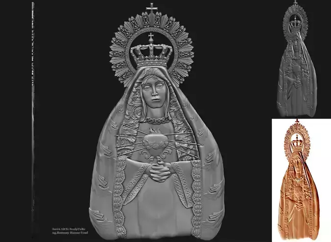 Virgin mary pendant - low relief
