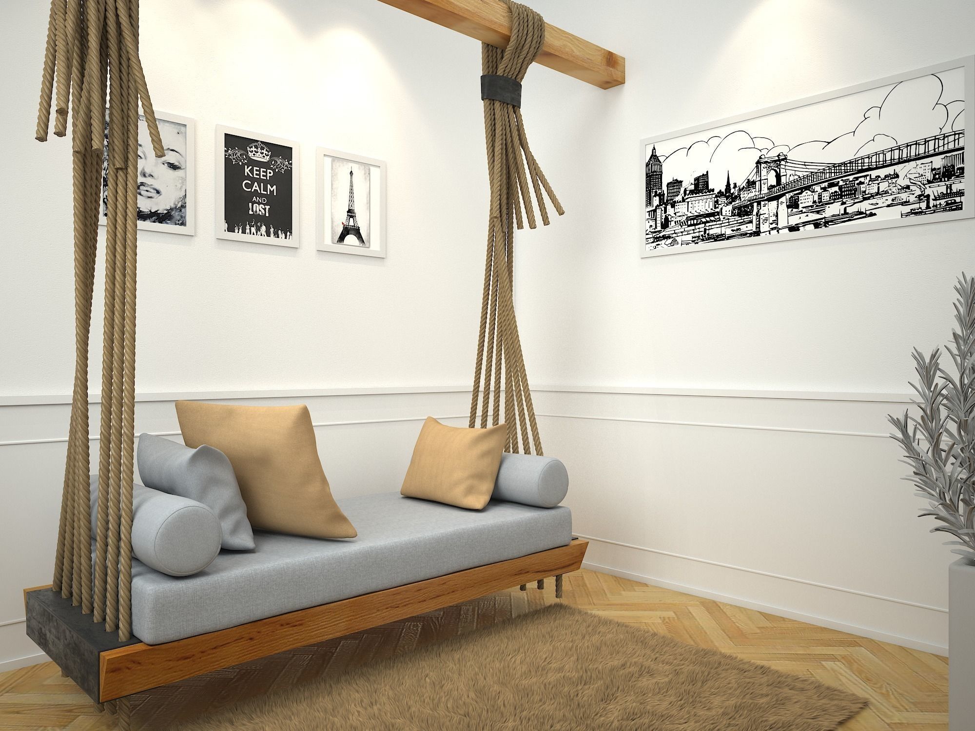 Simple Hanging Bed scene