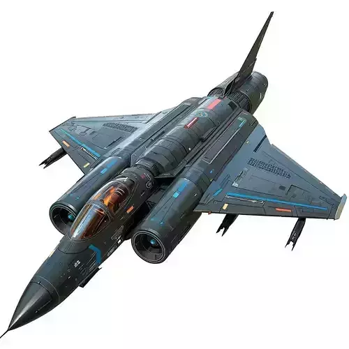 Twin Engine Scifi Fighter 3D Model Elite Assault Jet