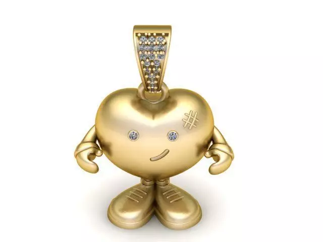 Golden Heart Buddy Pendant Jewelry 3D printable model 3D print model