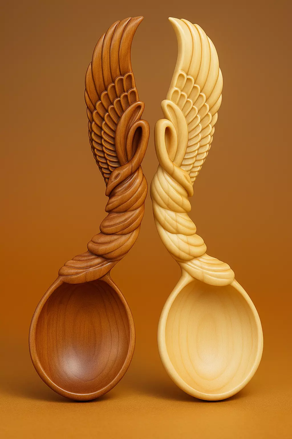 Carved Wooden Wings Spoon 3d Model 3D print model