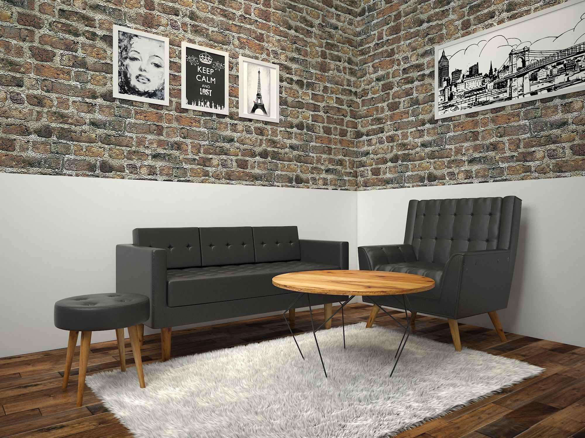 Simple Living room Set 3D model_0