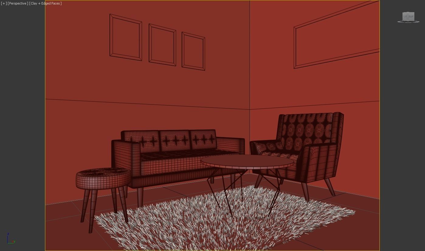 Simple Living room Set 3D model_1