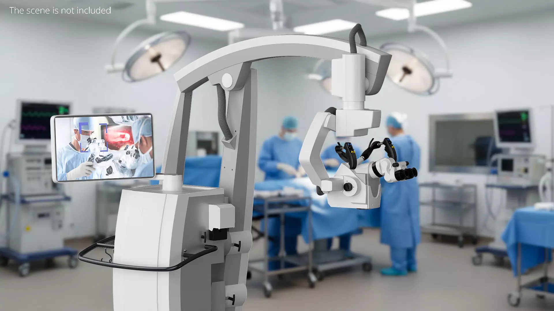 Advanced Surgical Microscope With Monitor Rigged for Cinema 4D 3D model