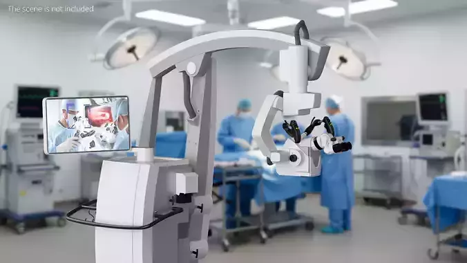 Advanced Surgical Microscope With Monitor Rigged for Cinema 4D