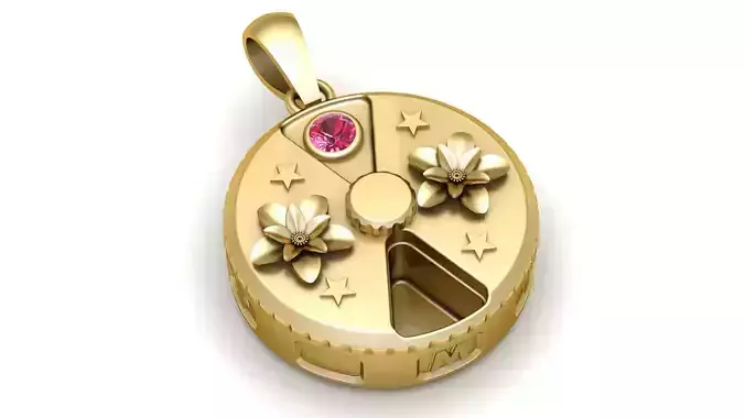 Golden Blossom Dial Pendant  3d Printable model 