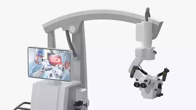 Advanced Surgical Microscope With Monitor Rigged for Maya