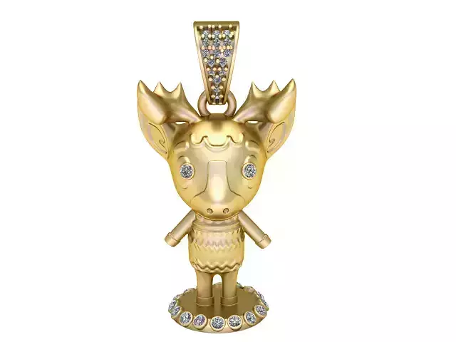 Golden Deer Spirit Pendant   Jewelry 3D Perintable   Model