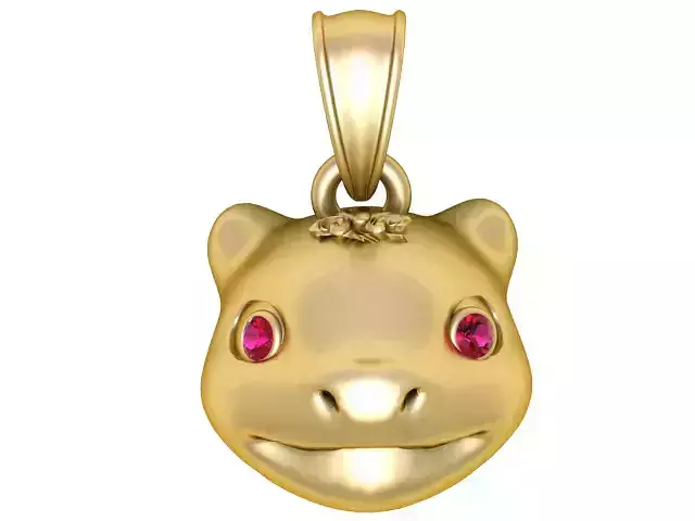 Golden Smiley Creature Pendant