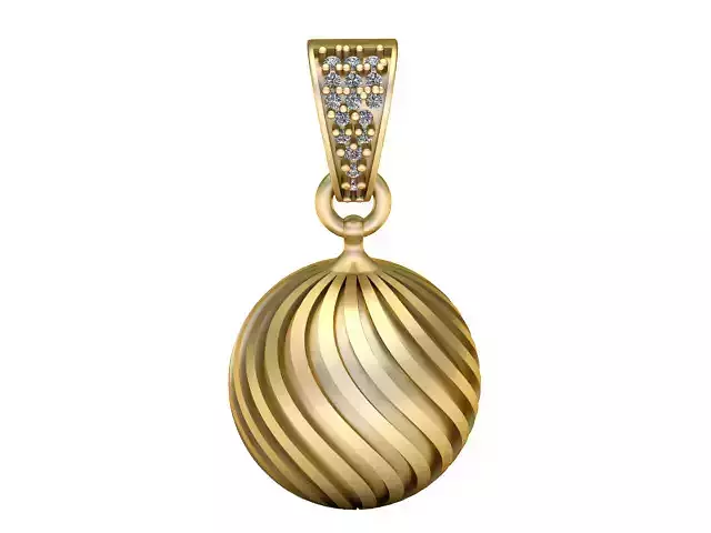 Golden Swirl Sphere Pendant  Jewelry 3D Printable Model 