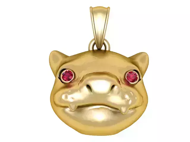 Golden Fanged Creature Pendant 3D printable model 