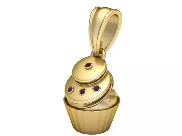 Golden Cupcake Charm Pendant 3D printable model 