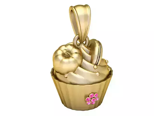 Golden Deluxe Cupcake Pendant 3D printable model 
