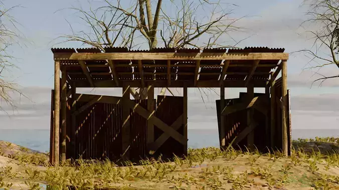 Abandoned Island Environment - Swamp Terrain with Wooden Shelter