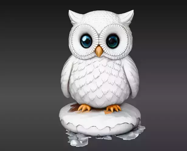 Cute Snow Owl  Winter Desk Decor Christmas Owl Print-Ready