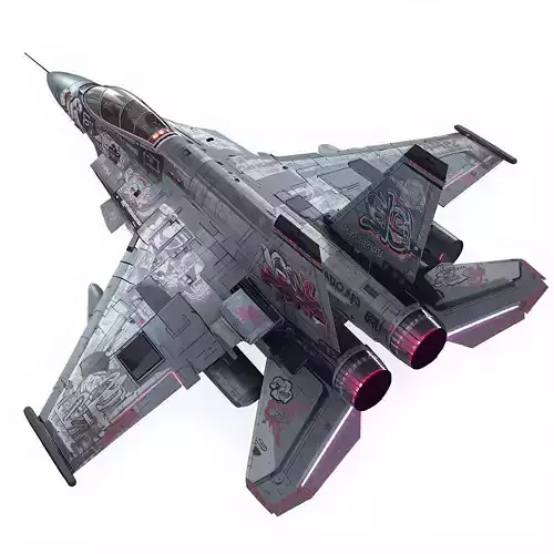 Graffiti Skull Fighter Jet 3D Model Urban Combat Ace
