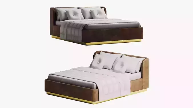 Low-poly brown bed