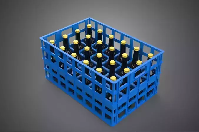 BLUE SAUCE BOTTLE PLASTIC CRATE BOX CONTAINER STORAGE RACK TRAY 3D model 4