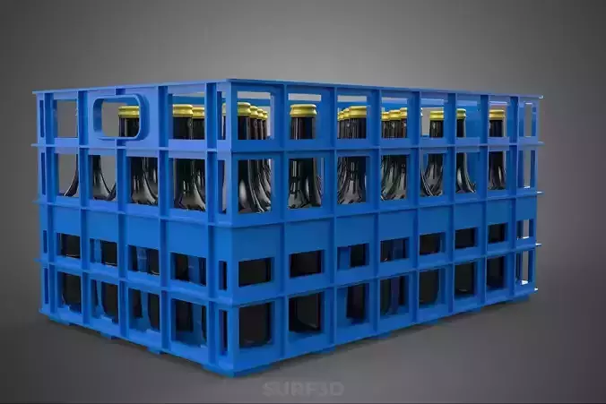 BLUE SAUCE BOTTLE PLASTIC CRATE BOX CONTAINER STORAGE RACK TRAY 3D model 6
