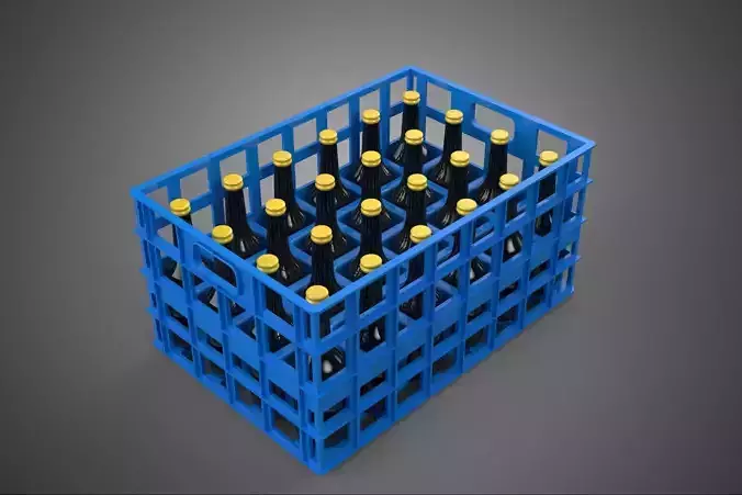 BLUE SAUCE BOTTLE PLASTIC CRATE BOX CONTAINER STORAGE RACK TRAY 3D model 2