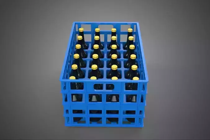 BLUE SAUCE BOTTLE PLASTIC CRATE BOX CONTAINER STORAGE RACK TRAY 3D model 5