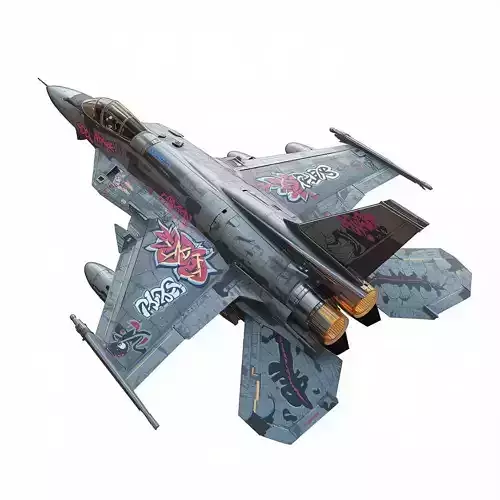 Street Tag Fighter Jet 3D Model Urban Graffiti Aircraft