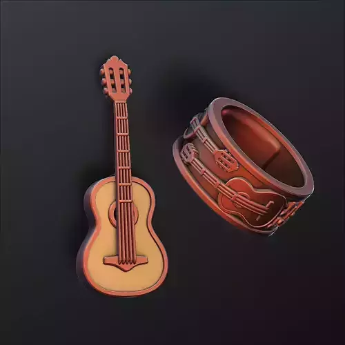 Classic Guitar Pendant Ring Collection