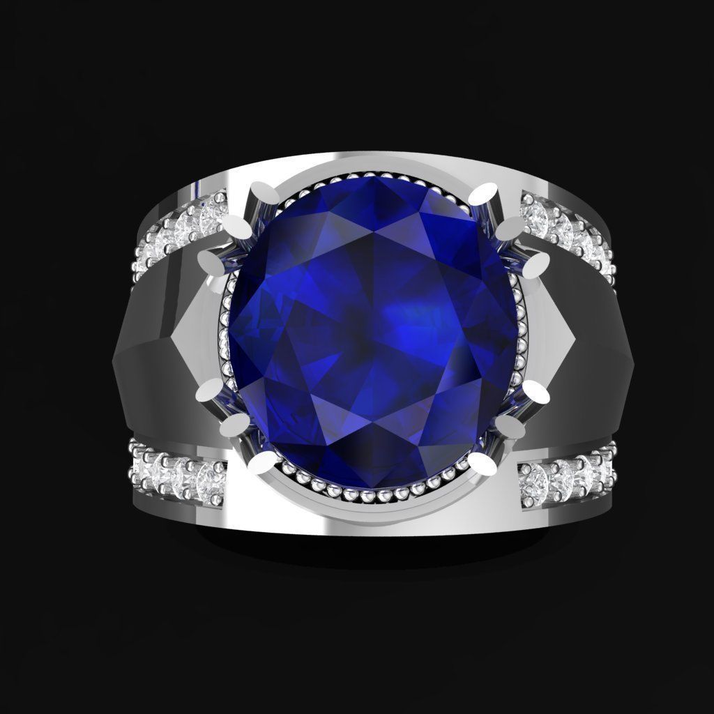 White Gold Ring With Sapphire 1 3D print model_1