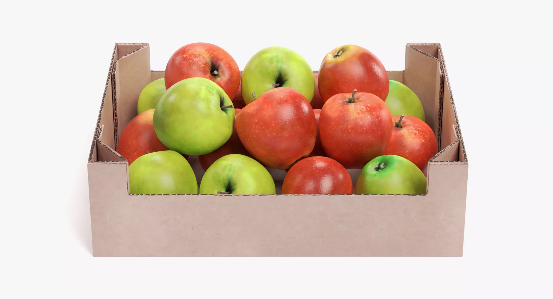 Apples in Box - Filled Cardboard Produce Crate 3D model