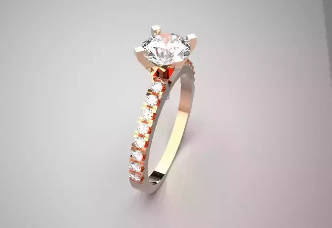 Wedding bridal solitaire stl 3d ring model sr0047