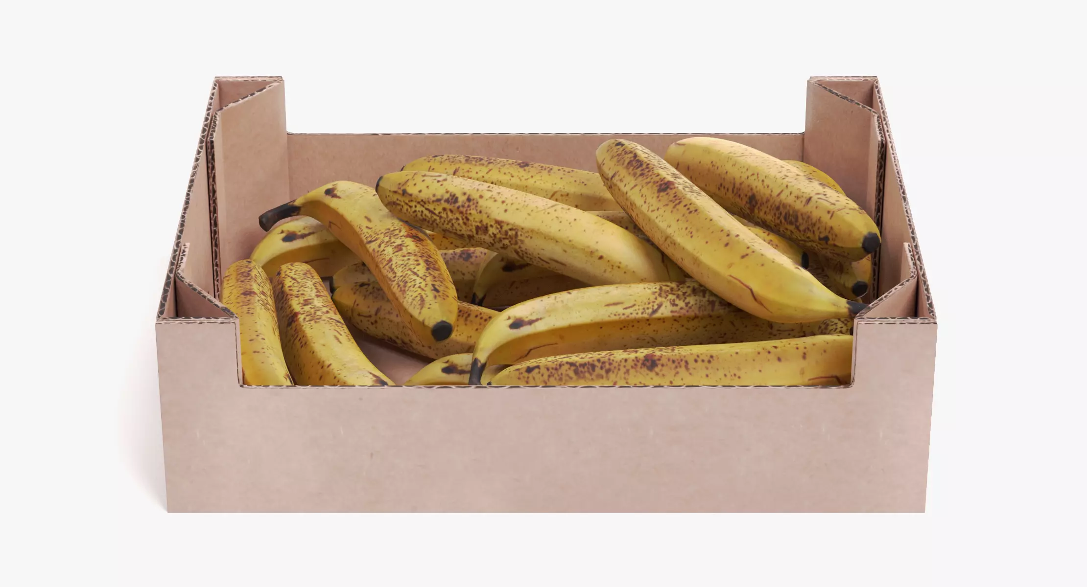 Bananas in Box - Filled Cardboard Produce Crate 3D model