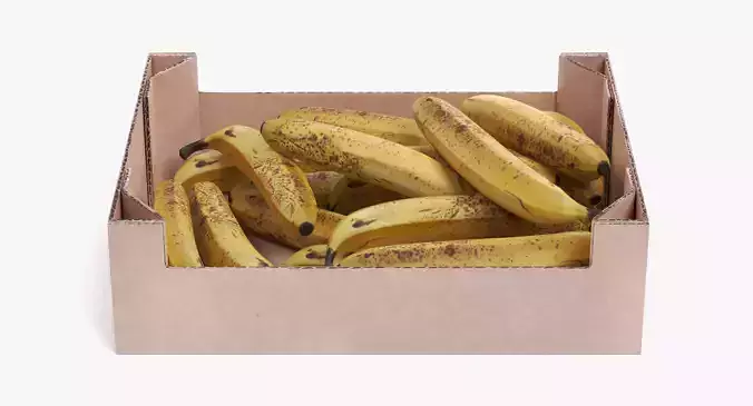Bananas in Box - Filled Cardboard Produce Crate 3D model