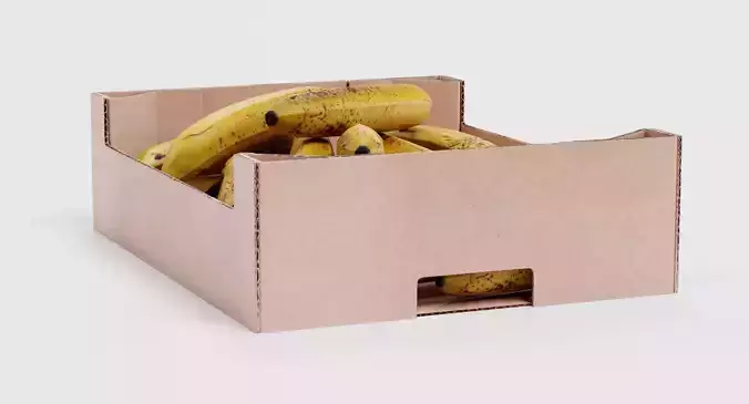 Bananas in Box - Filled Cardboard Produce Crate 3D model 6