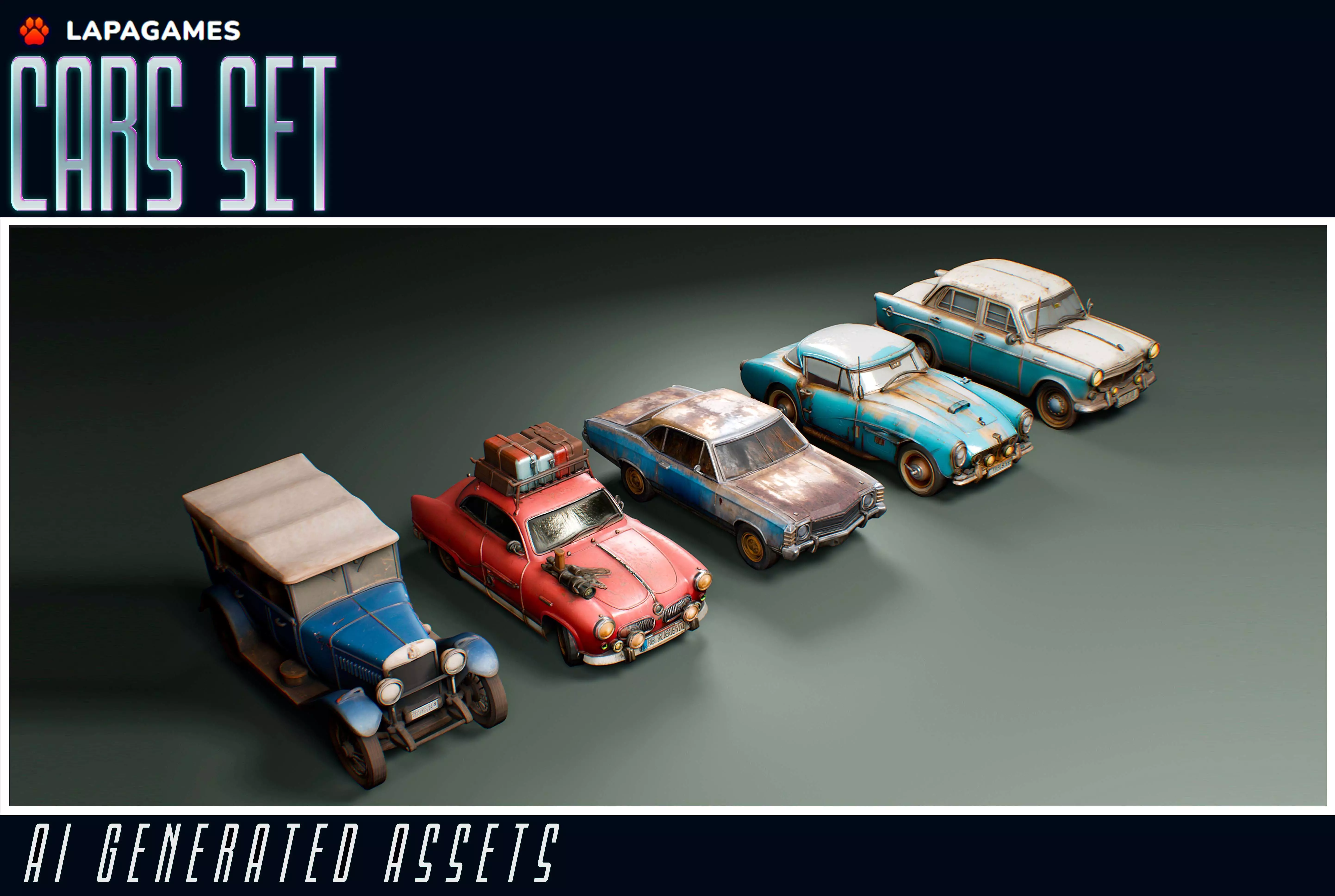 Stylized Cars Set 3D model