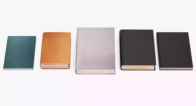 5 Blank Books - Realistic Hardcover Publications Set 3D model