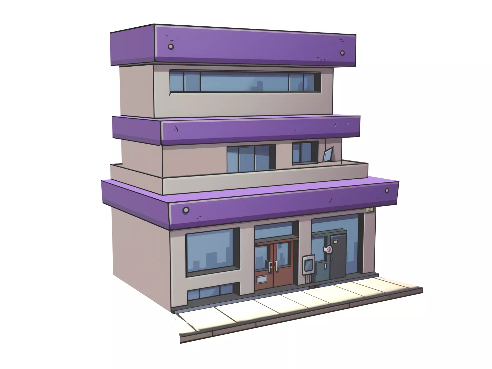 Cartoon Building Low-poly 3D model