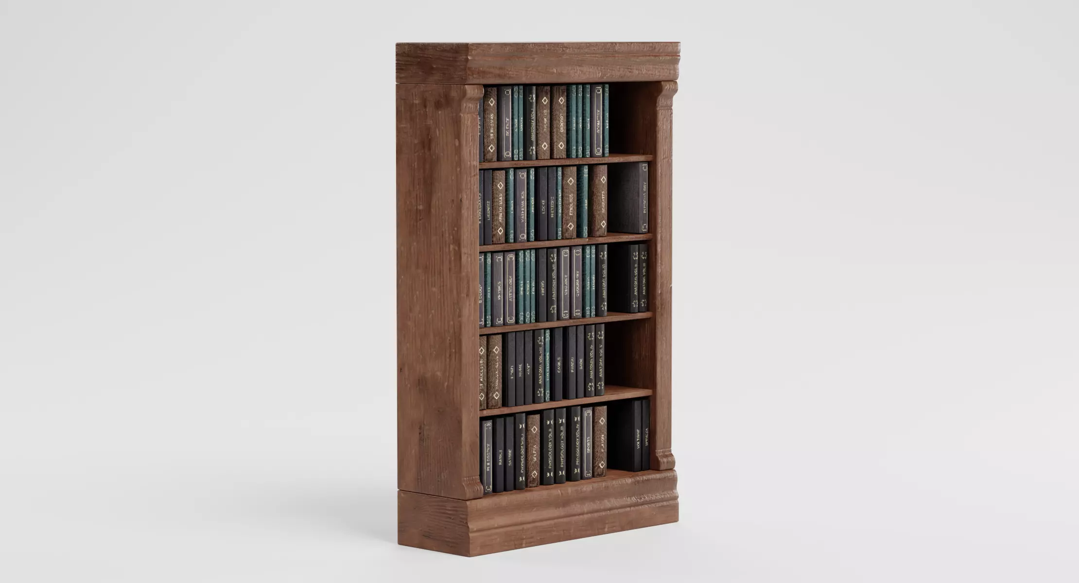Bookshelf V2 - Filled Vintage Bookcase with Books 3D model