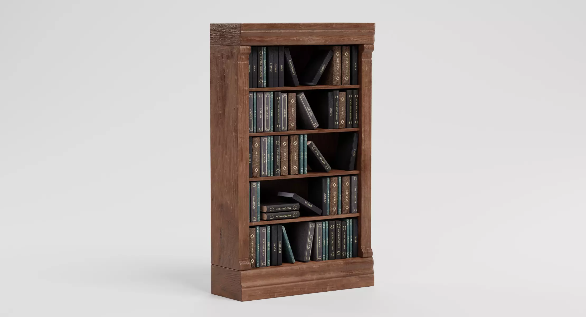 Bookshelf V3 - Filled Vintage Bookcase with Books 3D model