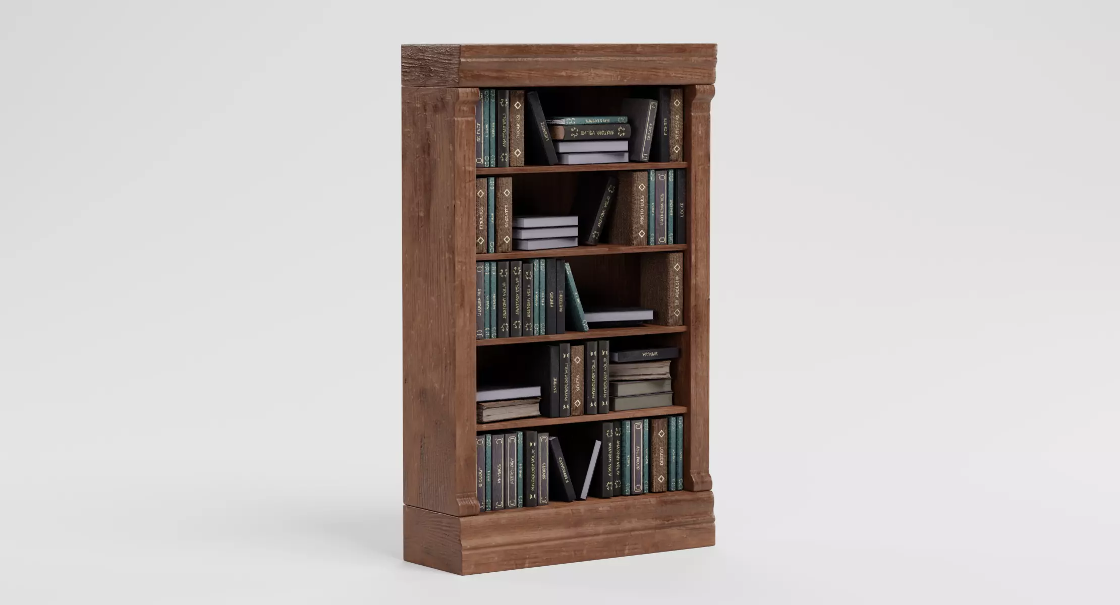 Bookshelf V4 - Filled Vintage Bookcase with Books 3D model