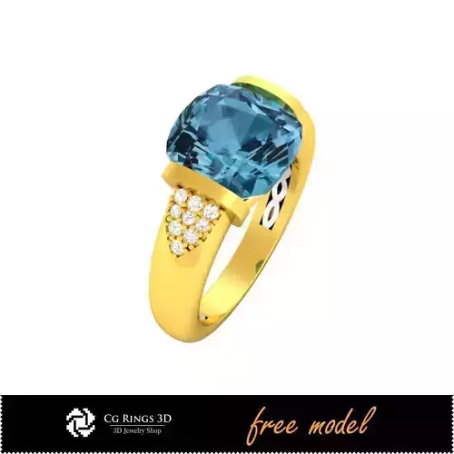 3D CAD Gemstone Rings - Free 3D Model Free 3D print model